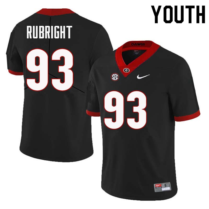 Georgia Bulldogs Youth Bill Rubright #93 Black Stitched College UGA Football Jersey 23TP015PI